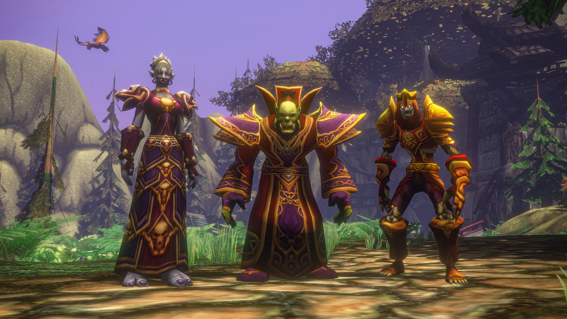 Three Horde characters in an official WoW Forever character-choice image.